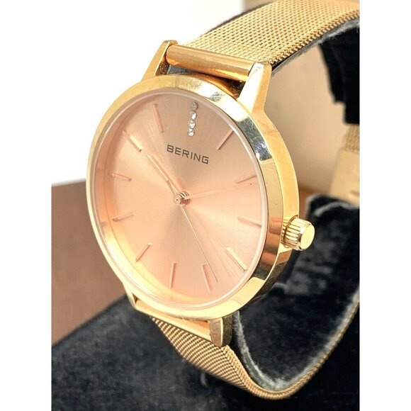 Bering Women's Watch 13434-366 Quartz Rose Gold Mesh Stainless Steel 34mm - Picture 13 of 14